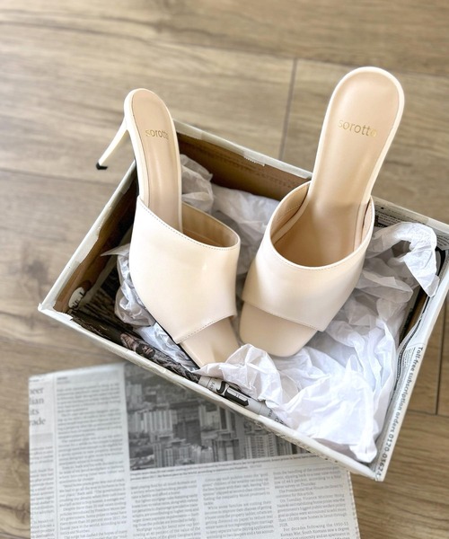SOROTTO（ソロット）の「スクエアトゥ/ミュールサンダル 8cmヒール（サンダル・レディース・ブラック/ベージュ/ピンク/アイボリー/ブラック系その他・LL/SS/S/M/L）」の15枚目の写真
