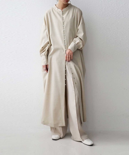 antiqua(アンティカ)の「シャツワンピ(シャツワンピース・レディース・ネイビー/ブラック/ベージュ/テラコッタ・FREE)」の3枚目の写真