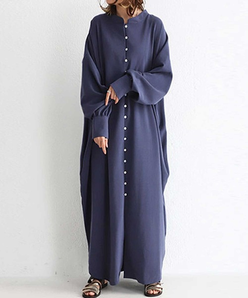 antiqua(アンティカ)の「シャツワンピ(シャツワンピース・レディース・ネイビー/ブラック/ベージュ/テラコッタ・FREE)」の4枚目の写真