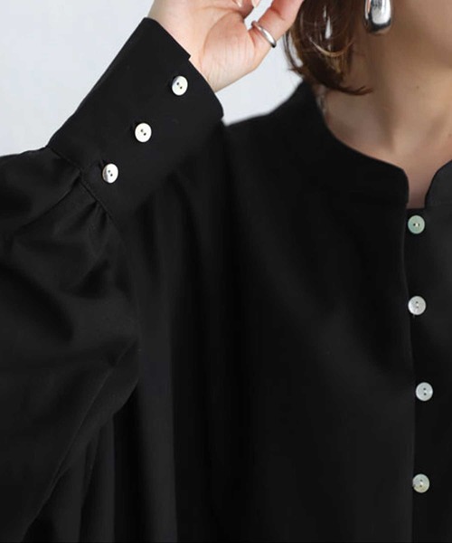 antiqua(アンティカ)の「シャツワンピ(シャツワンピース・レディース・ネイビー/ブラック/ベージュ/テラコッタ・FREE)」の6枚目の写真