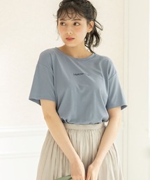 刺繍ロゴバックスリットTシャツ