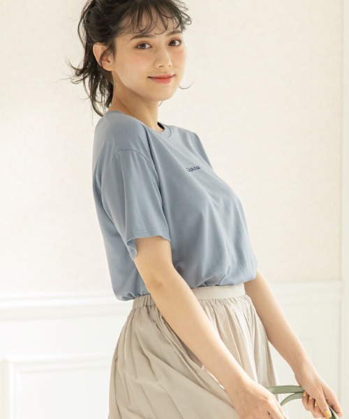 12Twelve Agenda(トゥエルブ アジェンダ)の「刺繍ロゴバックスリットTシャツ(Tシャツ/カットソー・レディース・チャコールグレー/オフホワイト/ブルー・M)」の7枚目の写真