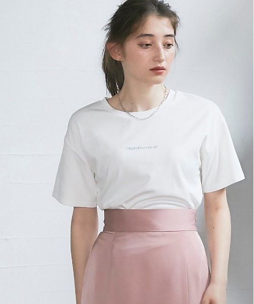 12Twelve Agenda(トゥエルブ アジェンダ)の「刺繍ロゴバックスリットTシャツ(Tシャツ/カットソー・レディース・チャコールグレー/オフホワイト/ブルー・M)」の20枚目の写真