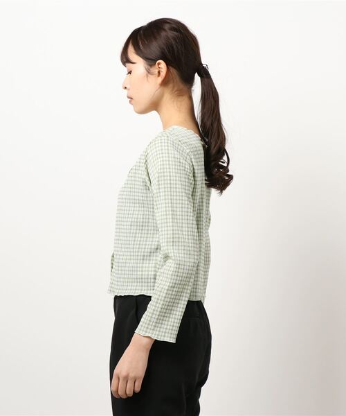 flower - flower ギンガムフラワートップス flower（フラワー）の「ギンガムバブルトップ（Tシャツ