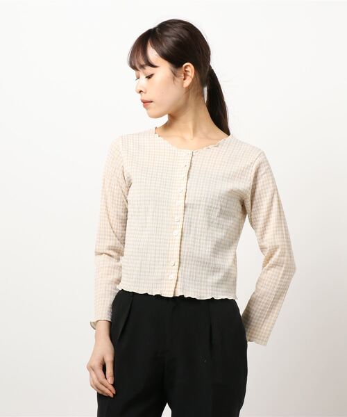flower - flower ギンガムフラワートップス flower（フラワー）の「ギンガムバブルトップ（Tシャツ