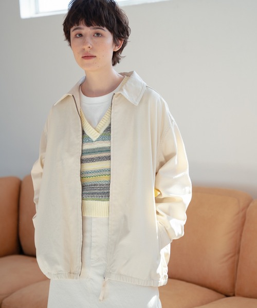 nikoniko 様 スエードライクサテンブルゾン ブラック☆ セール】比翼デザインヴィンテージライク オーバーサイズ