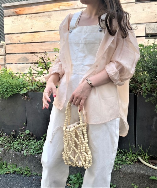 WEGO（ウィゴー）の「WEGO/シアーボリュームスリーブシャツ（シャツ/ブラウス・レディース・ライトグレー/ベージュ/ライム/オレンジ/ブルー/アイボリー/イエロー/アニマル/その他2/マルチ/その他1/ダークグレー/ブラック/ブルー系その他/グリーン系その他/オレンジ系その他・FREE）」の6枚目の写真