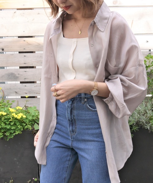 WEGO（ウィゴー）の「WEGO/シアーボリュームスリーブシャツ（シャツ/ブラウス・レディース・ライトグレー/ベージュ/ライム/オレンジ/ブルー/アイボリー/イエロー/アニマル/その他2/マルチ/その他1/ダークグレー/ブラック/ブルー系その他/グリーン系その他/オレンジ系その他・FREE）」の19枚目の写真