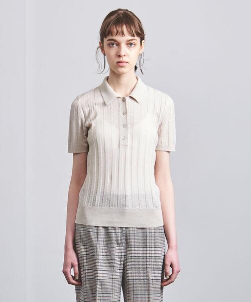 Gunn Johansson（グンヨハンソン）の「＜Gunn Johansson（グン ヨハンソン）＞リブ ニットポロシャツ◆（ポロシャツ・レディース・ネイビー/オフホワイト・38）」の3枚目の写真