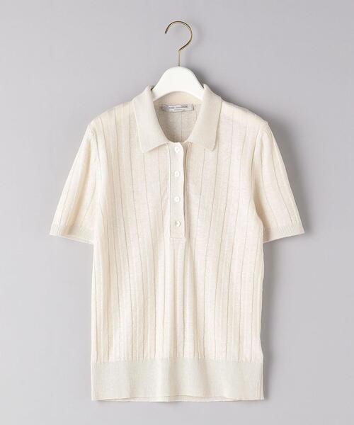 Gunn Johansson（グンヨハンソン）の「＜Gunn Johansson（グン ヨハンソン）＞リブ ニットポロシャツ◆（ポロシャツ・レディース・ネイビー/オフホワイト・38）」の9枚目の写真