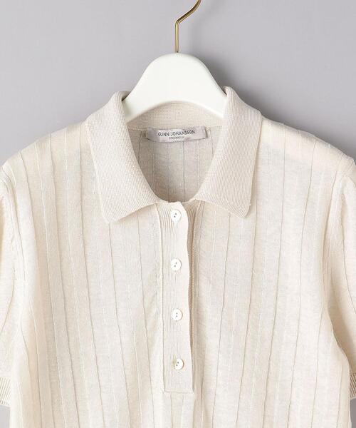 Gunn Johansson（グンヨハンソン）の「＜Gunn Johansson（グン ヨハンソン）＞リブ ニットポロシャツ◆（ポロシャツ・レディース・ネイビー/オフホワイト・38）」の11枚目の写真
