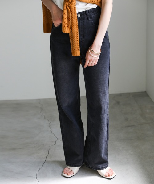 select MOCA(セレクトモカ)の「ハイウエストダメージヘムストレートデニムパンツ(デニムパンツ・レディース・ライトブルー/ブラック/インディゴブルー・SMALL/MEDIUM/LARGE)」の20枚目の写真