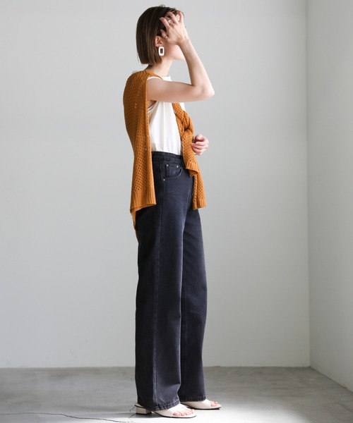 select MOCA(セレクトモカ)の「ハイウエストダメージヘムストレートデニムパンツ(デニムパンツ・レディース・ライトブルー/ブラック/インディゴブルー・SMALL/MEDIUM/LARGE)」の19枚目の写真