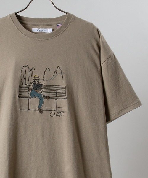 SlashDate(スラッシュデイト)の「SLOW LIFE STILE PRINT T-SHIRT(Tシャツ/カットソー・メンズ・ネイビー/ホワイト系その他/ベージュ/ホワイト/ライトピンク/ブラック・L/M)」の2枚目の写真