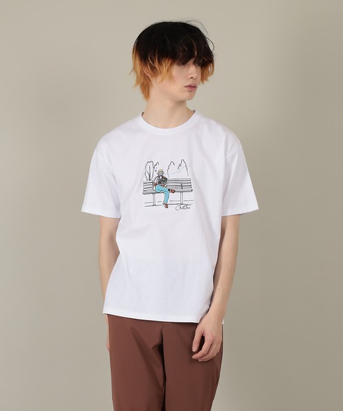 SlashDate(スラッシュデイト)の「SLOW LIFE STILE PRINT T-SHIRT(Tシャツ/カットソー・メンズ・ネイビー/ホワイト系その他/ベージュ/ホワイト/ライトピンク/ブラック・L/M)」の7枚目の写真