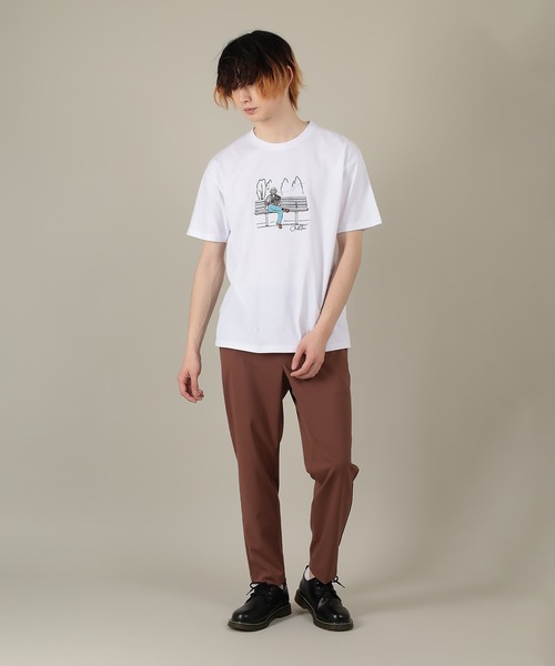 SlashDate(スラッシュデイト)の「SLOW LIFE STILE PRINT T-SHIRT(Tシャツ/カットソー・メンズ・ネイビー/ホワイト系その他/ベージュ/ホワイト/ライトピンク/ブラック・L/M)」の8枚目の写真