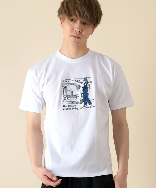 SlashDate(スラッシュデイト)の「SLOW LIFE STILE PRINT T-SHIRT(Tシャツ/カットソー・メンズ・ネイビー/ホワイト系その他/ベージュ/ホワイト/ライトピンク/ブラック・L/M)」の9枚目の写真