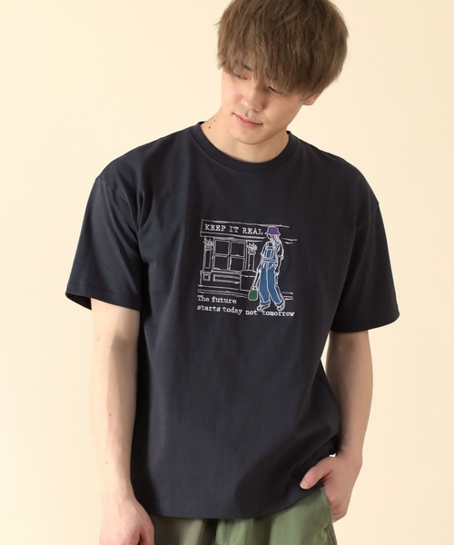 SlashDate(スラッシュデイト)の「SLOW LIFE STILE PRINT T-SHIRT(Tシャツ/カットソー・メンズ・ネイビー/ホワイト系その他/ベージュ/ホワイト/ライトピンク/ブラック・L/M)」の15枚目の写真