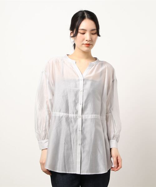 Te chichi（テチチ）の「ドロストチュニックシャツ（シャツ/ブラウス・レディース・オフホワイト/ブルー/グレー/ミント・ﾌﾘ-）」の3枚目の写真