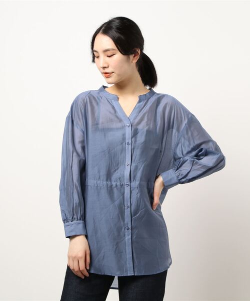 Te chichi（テチチ）の「ドロストチュニックシャツ（シャツ/ブラウス・レディース・オフホワイト/ブルー/グレー/ミント・ﾌﾘ-）」の7枚目の写真