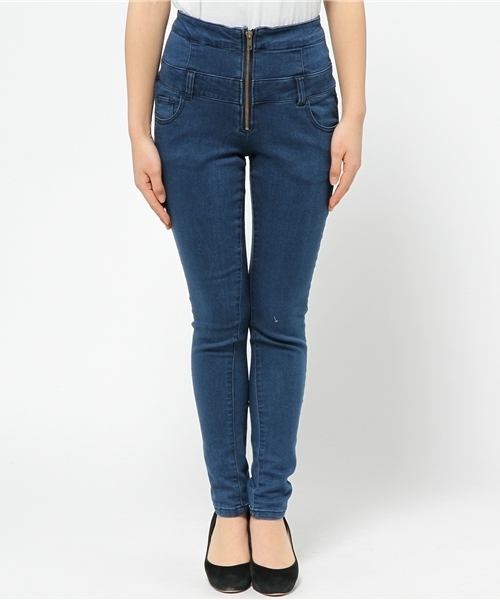 WEGO（ウィゴー）の「WEGO/ZIPハイウエストスキニーパンツ（デニムパンツ・レディース・ホワイト/インディゴブルー/ダークインディゴブルー・LARGE/MEDIUM）」の10枚目の写真