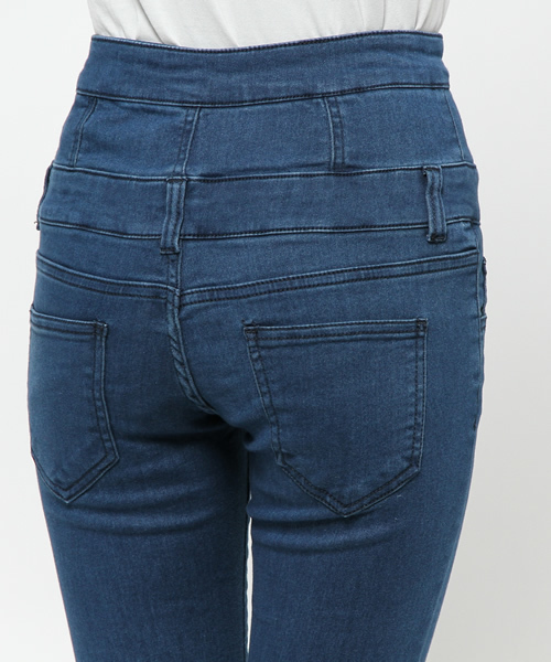 WEGO（ウィゴー）の「WEGO/ZIPハイウエストスキニーパンツ（デニムパンツ・レディース・ホワイト/インディゴブルー/ダークインディゴブルー・LARGE/MEDIUM）」の5枚目の写真