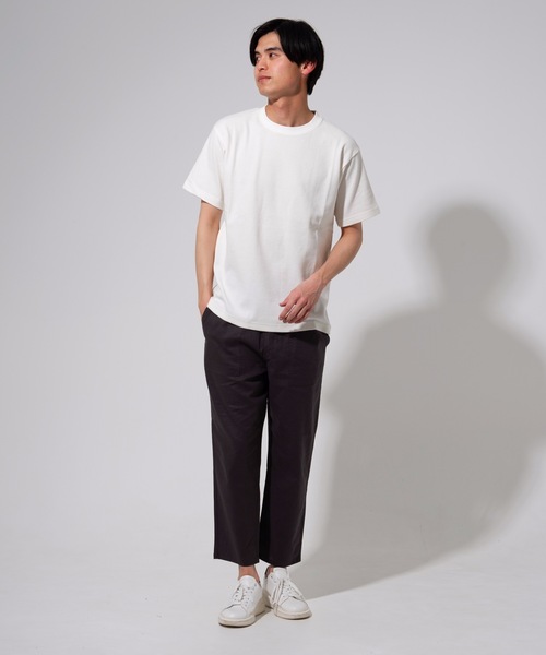 Blue Standard (ブルースタンダード)の「【BLUE STANDARD】オーガニックコットン 無地 ミニワッフルTシャツ(Tシャツ/カットソー・メンズ・ホワイト/オリーブ/ネイビー/杢グレー/ブラック・LARGE/MEDIUM/X-LARGE)」の6枚目の写真