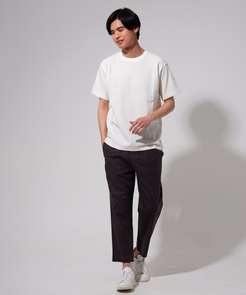 Blue Standard (ブルースタンダード)の「【BLUE STANDARD】オーガニックコットン 無地 ミニワッフルTシャツ(Tシャツ/カットソー・メンズ・ホワイト/オリーブ/ネイビー/杢グレー/ブラック・LARGE/MEDIUM/X-LARGE)」の7枚目の写真