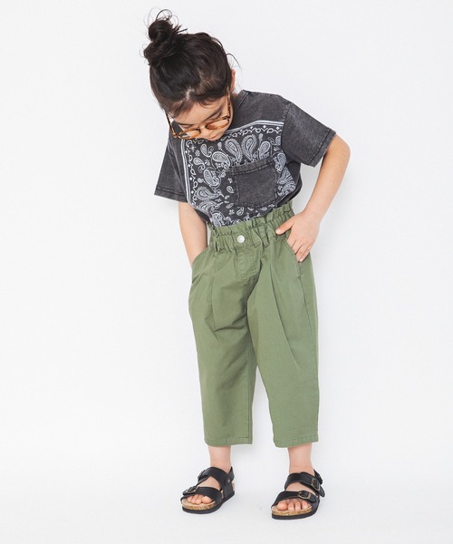 RADCHAP(ラッドチャップ)の「【ペア】インディゴ天竺バンダナプリントTシャツ(Tシャツ/カットソー・キッズ・レッド/サックスブルー/チャコールグレー・110cm/120cm/90cm/130cm/150cm/100cm/140cm)」の7枚目の写真