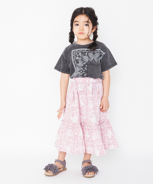RADCHAP(ラッドチャップ)の「【ペア】インディゴ天竺バンダナプリントTシャツ(Tシャツ/カットソー・キッズ・レッド/サックスブルー/チャコールグレー・110cm/120cm/90cm/130cm/150cm/100cm/140cm)」の11枚目の写真