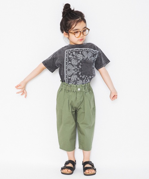 RADCHAP(ラッドチャップ)の「【ペア】インディゴ天竺バンダナプリントTシャツ(Tシャツ/カットソー・キッズ・レッド/サックスブルー/チャコールグレー・110cm/120cm/90cm/130cm/150cm/100cm/140cm)」の5枚目の写真