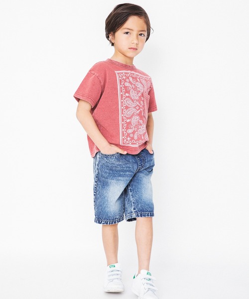 RADCHAP(ラッドチャップ)の「【ペア】インディゴ天竺バンダナプリントTシャツ(Tシャツ/カットソー・キッズ・レッド/サックスブルー/チャコールグレー・110cm/120cm/90cm/130cm/150cm/100cm/140cm)」の20枚目の写真