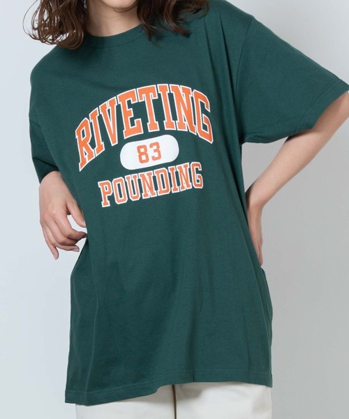 WEGO(ウィゴー)の「WEGO/カレッジロゴプリントTシャツ(Tシャツ/カットソー・レディース・ロイヤルブルー/サックスブルー/ネイビー/ライトイエロー/レッド/オートミール/ダークグリーン・LARGE/SMALL/X-LARGE/MEDIUM)」の9枚目の写真