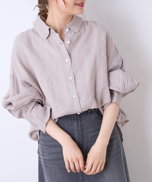 PUAL CE CIN(ピュアルセシン)の「麻/リネンキャンバスブラウス(シャツ/ブラウス・レディース・オフホワイト/スミクロ/ベージュ/ブルー・FREE)」の12枚目の写真