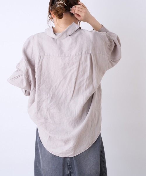 PUAL CE CIN(ピュアルセシン)の「麻/リネンキャンバスブラウス(シャツ/ブラウス・レディース・オフホワイト/スミクロ/ベージュ/ブルー・FREE)」の14枚目の写真