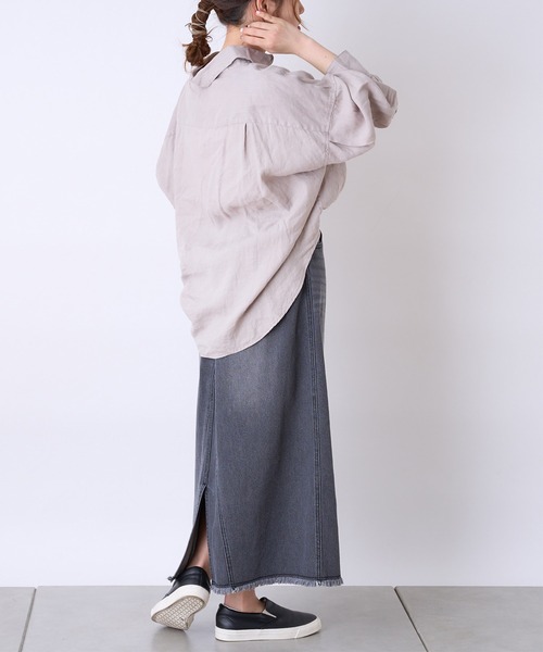 PUAL CE CIN(ピュアルセシン)の「麻/リネンキャンバスブラウス(シャツ/ブラウス・レディース・オフホワイト/スミクロ/ベージュ/ブルー・FREE)」の16枚目の写真