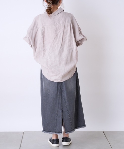 PUAL CE CIN(ピュアルセシン)の「麻/リネンキャンバスブラウス(シャツ/ブラウス・レディース・オフホワイト/スミクロ/ベージュ/ブルー・FREE)」の17枚目の写真