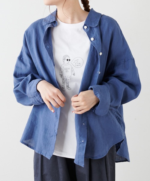 PUAL CE CIN(ピュアルセシン)の「麻/リネンキャンバスブラウス(シャツ/ブラウス・レディース・オフホワイト/スミクロ/ベージュ/ブルー・FREE)」の18枚目の写真