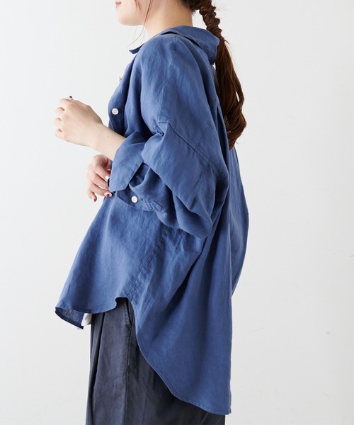 PUAL CE CIN(ピュアルセシン)の「麻/リネンキャンバスブラウス(シャツ/ブラウス・レディース・オフホワイト/スミクロ/ベージュ/ブルー・FREE)」の20枚目の写真