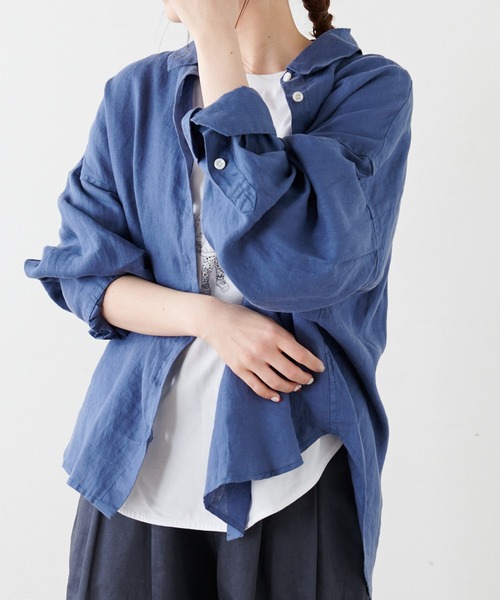 PUAL CE CIN(ピュアルセシン)の「麻/リネンキャンバスブラウス(シャツ/ブラウス・レディース・オフホワイト/スミクロ/ベージュ/ブルー・FREE)」の19枚目の写真