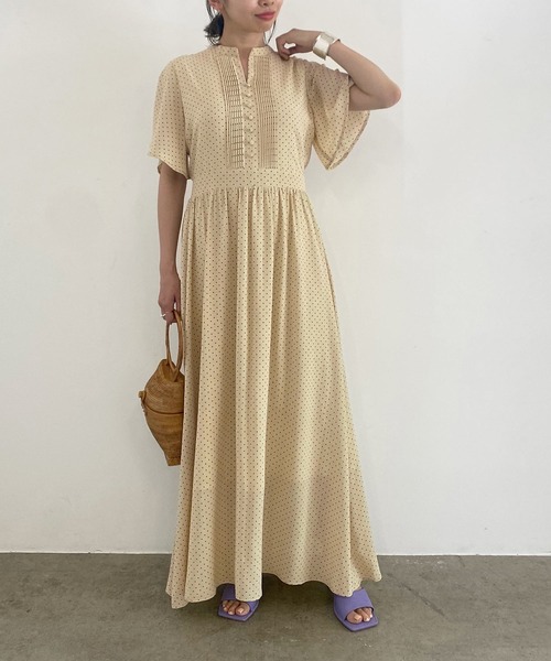 Rope マドモアゼル ワンピース ドレス フロントタックドットロングワンピース ワンピース Mademoiselle Rope マドモアゼル ロペ のファッション