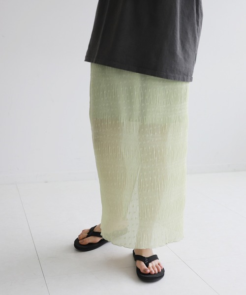 SLOBE citron.（スローブシトロン）の「SLOBE citron. シャーリングアイラインスカート◆（スカート・レディース・イエロー/ライトグリーン・FREE）」の2枚目の写真
