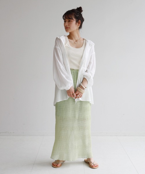 SLOBE citron.（スローブシトロン）の「SLOBE citron. シャーリングアイラインスカート◆（スカート・レディース・イエロー/ライトグリーン・FREE）」の3枚目の写真