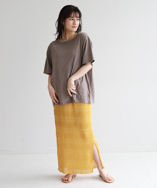 SLOBE citron.（スローブシトロン）の「SLOBE citron. シャーリングアイラインスカート◆（スカート・レディース・イエロー/ライトグリーン・FREE）」の4枚目の写真