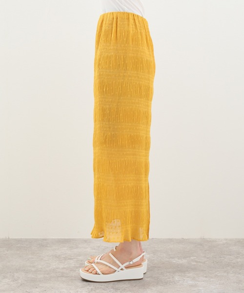 SLOBE citron.（スローブシトロン）の「SLOBE citron. シャーリングアイラインスカート◆（スカート・レディース・イエロー/ライトグリーン・FREE）」の6枚目の写真