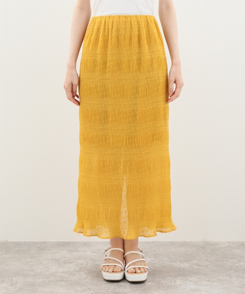 SLOBE citron.（スローブシトロン）の「SLOBE citron. シャーリングアイラインスカート◆（スカート・レディース・イエロー/ライトグリーン・FREE）」の5枚目の写真