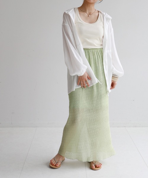 SLOBE citron.（スローブシトロン）の「SLOBE citron. シャーリングアイラインスカート◆（スカート・レディース・イエロー/ライトグリーン・FREE）」の21枚目の写真