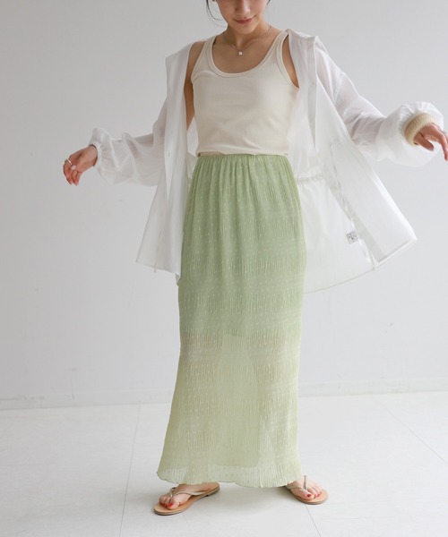 SLOBE citron.（スローブシトロン）の「SLOBE citron. シャーリングアイラインスカート◆（スカート・レディース・イエロー/ライトグリーン・FREE）」の22枚目の写真