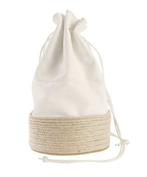 ELENDEEK（エレンディーク）の「ファイクレザーミックスパースバッグ（ハンドバッグ・レディース・オフホワイト/ブラック・FREE）」の2枚目の写真