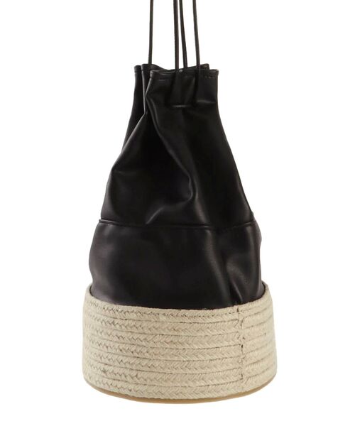 ELENDEEK（エレンディーク）の「ファイクレザーミックスパースバッグ（ハンドバッグ・レディース・オフホワイト/ブラック・FREE）」の4枚目の写真